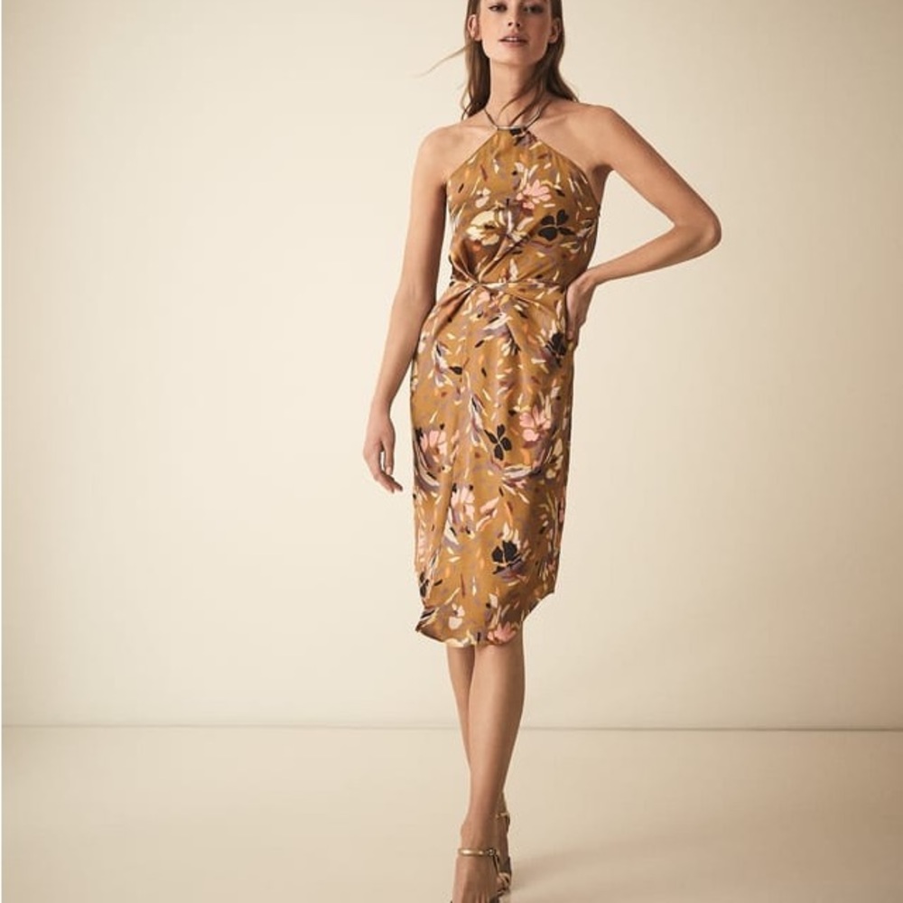 NWT Reiss PAOLA FLORAL PRINTED HALTER NECK COCKTAIL DRESS 10